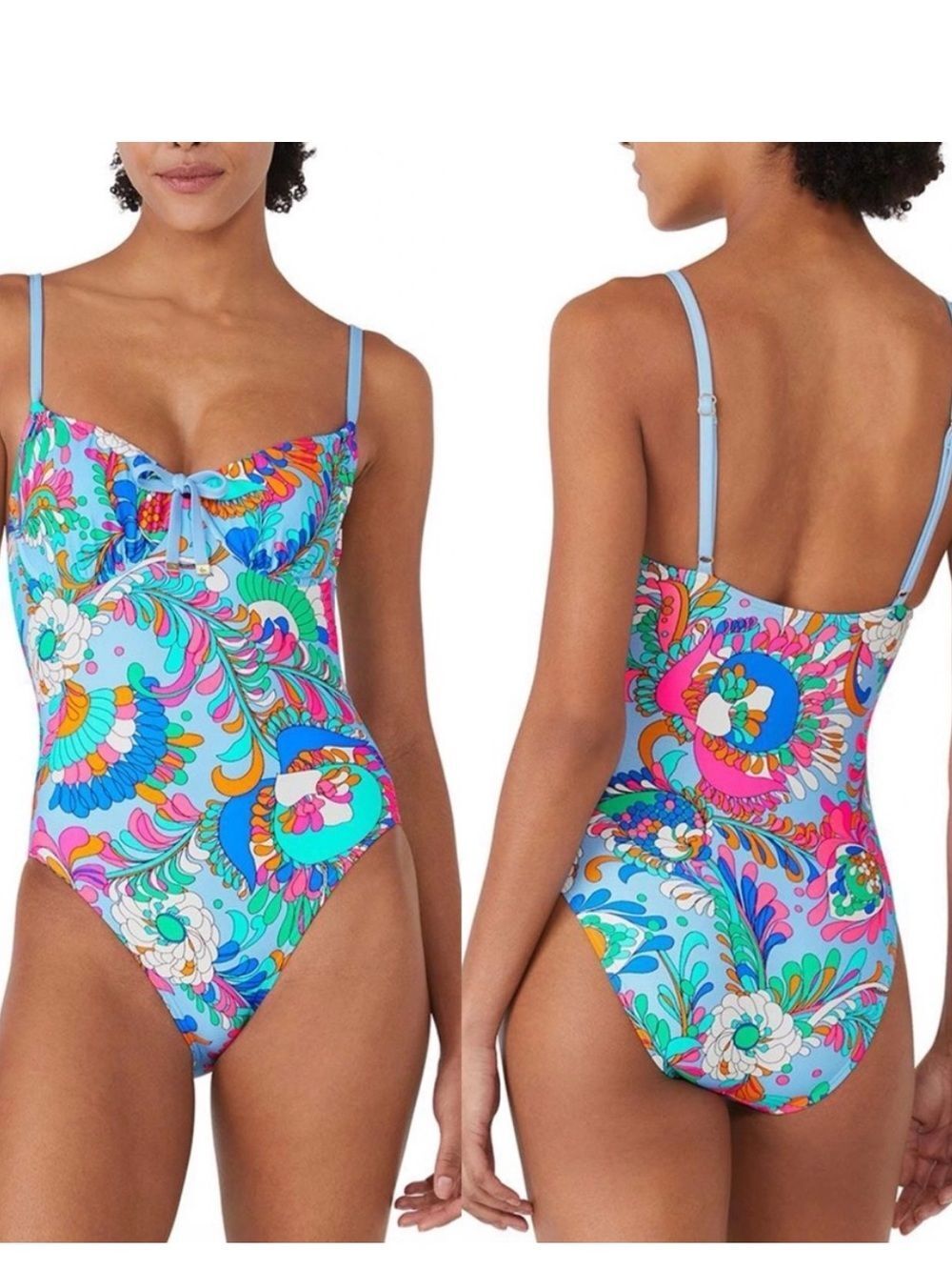 Kate Spade One Piece Underwire Swimsuit Sea Garden Floral S